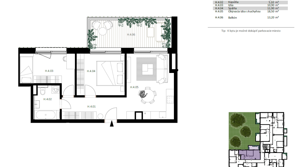 H.4/ 3-izbový apartmán