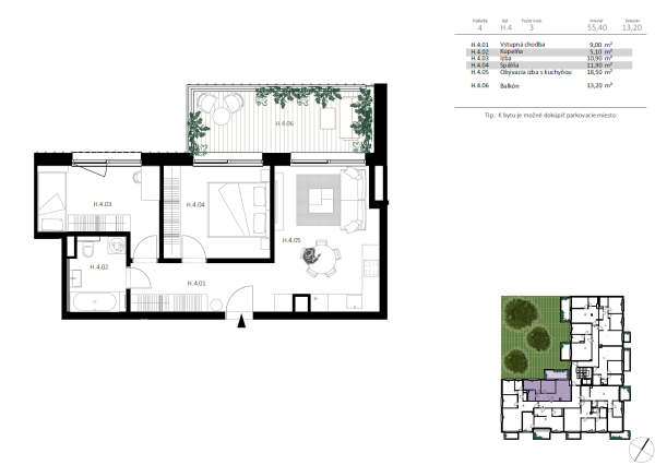 H.4/ 3-izbový apartmán